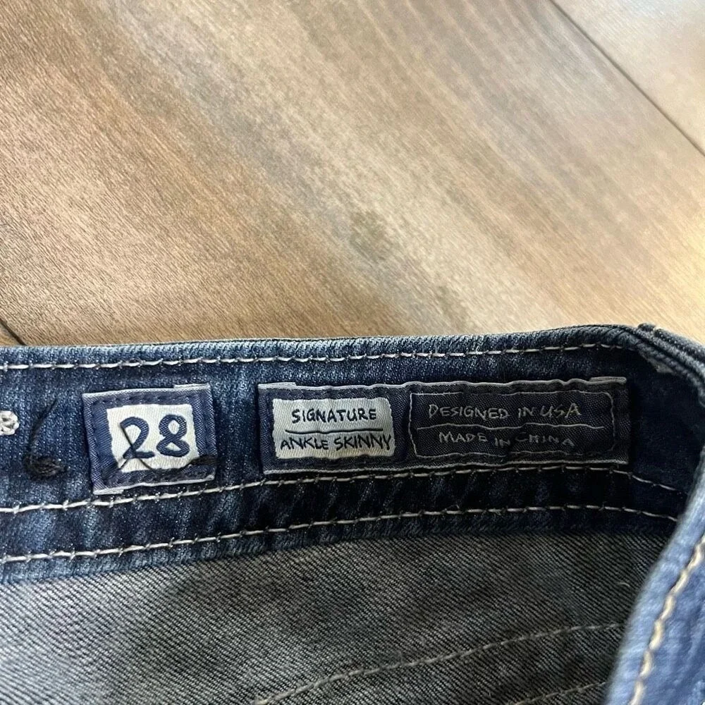 Miss Me Signature Ankle Skinny Jeans Blue Denim Embellished Size 28 JP8241S‎